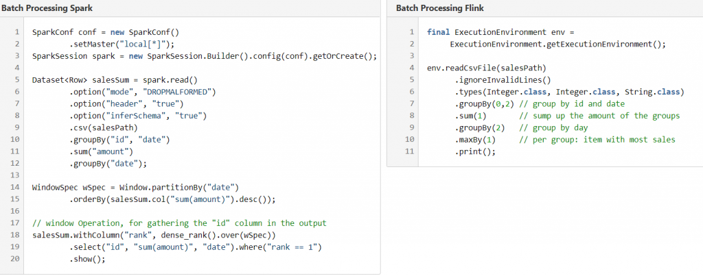 Flink vs. Spark编码对比: Java中的代码比较